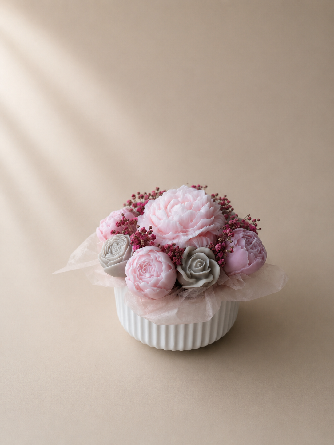 Rosé Charm - Kerzengesteck