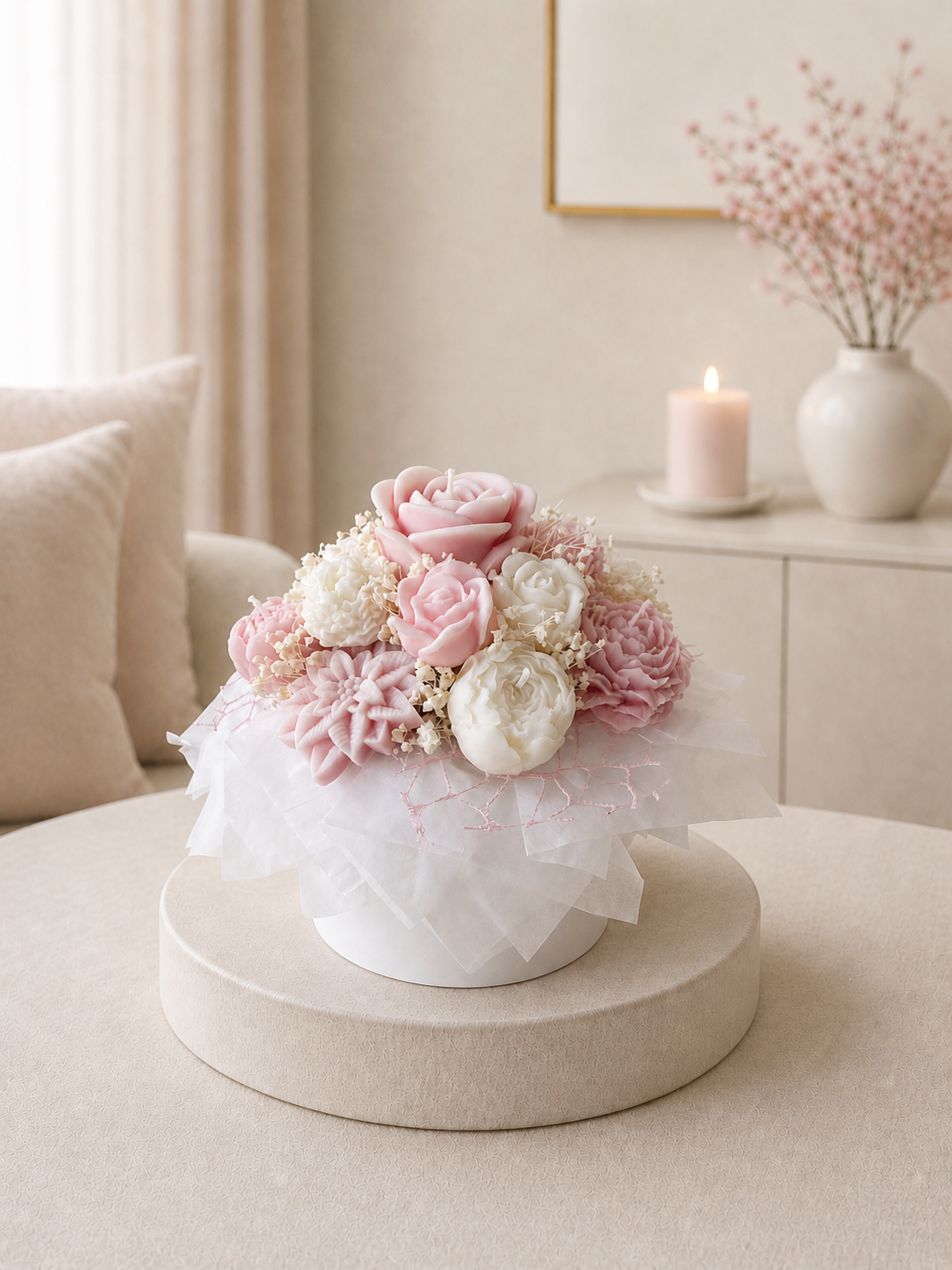 Rosé Blush Couture - Kerzenstrauß
